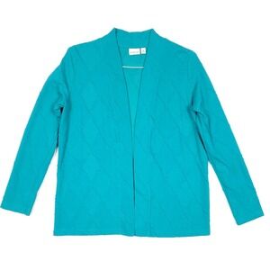 Kim Rogers Women's Cardigan Size M Teal Open Front Sweater